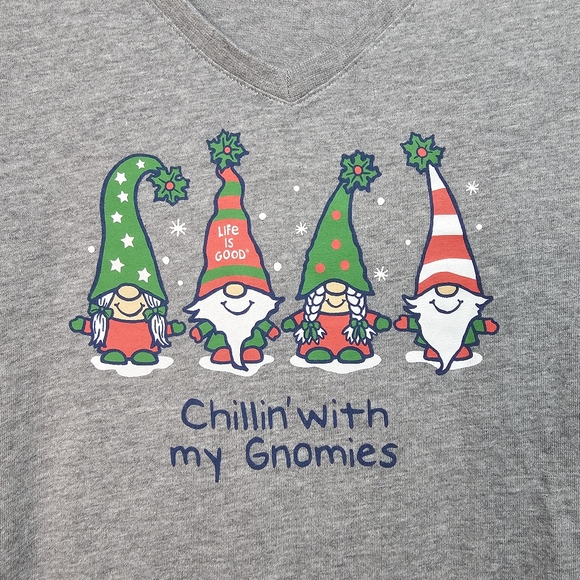 Life Is Good Chillin with my Gnomies Fam Long Sleeve Crusher T-Shirt Size Medium - Picture 4 of 8